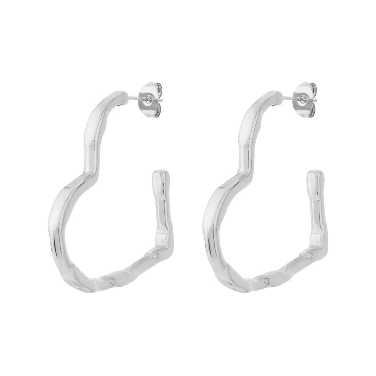 Sol Heart Hoops Silver Glitzea
