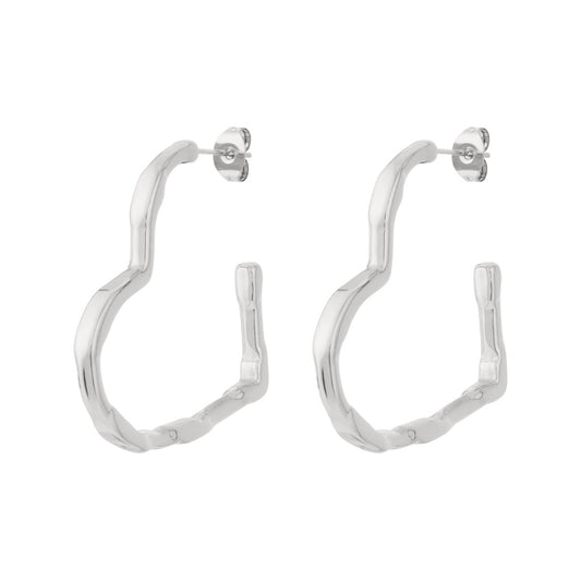 Sol Heart Hoops Silver Glitzea